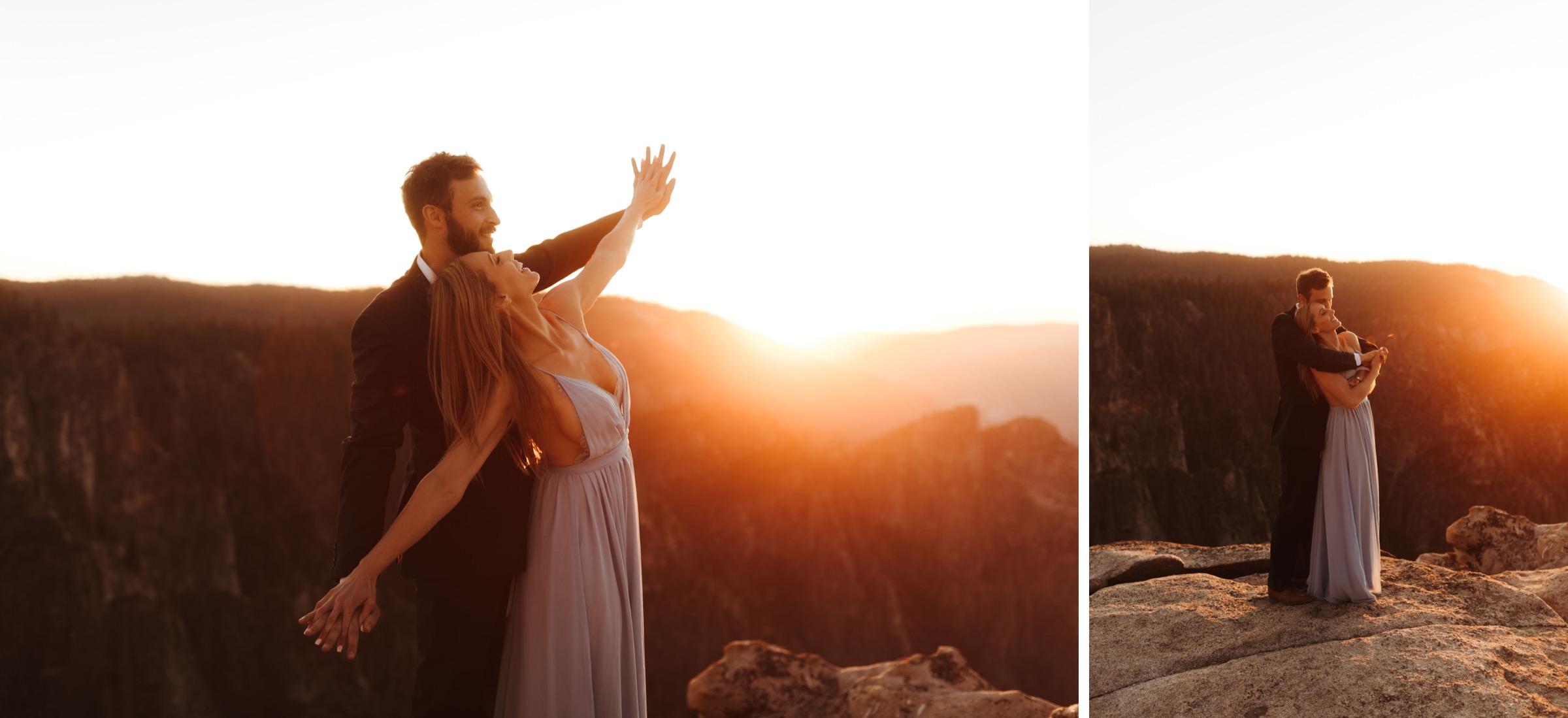 engagement session during gorgeous sunset at taft point in yosemite