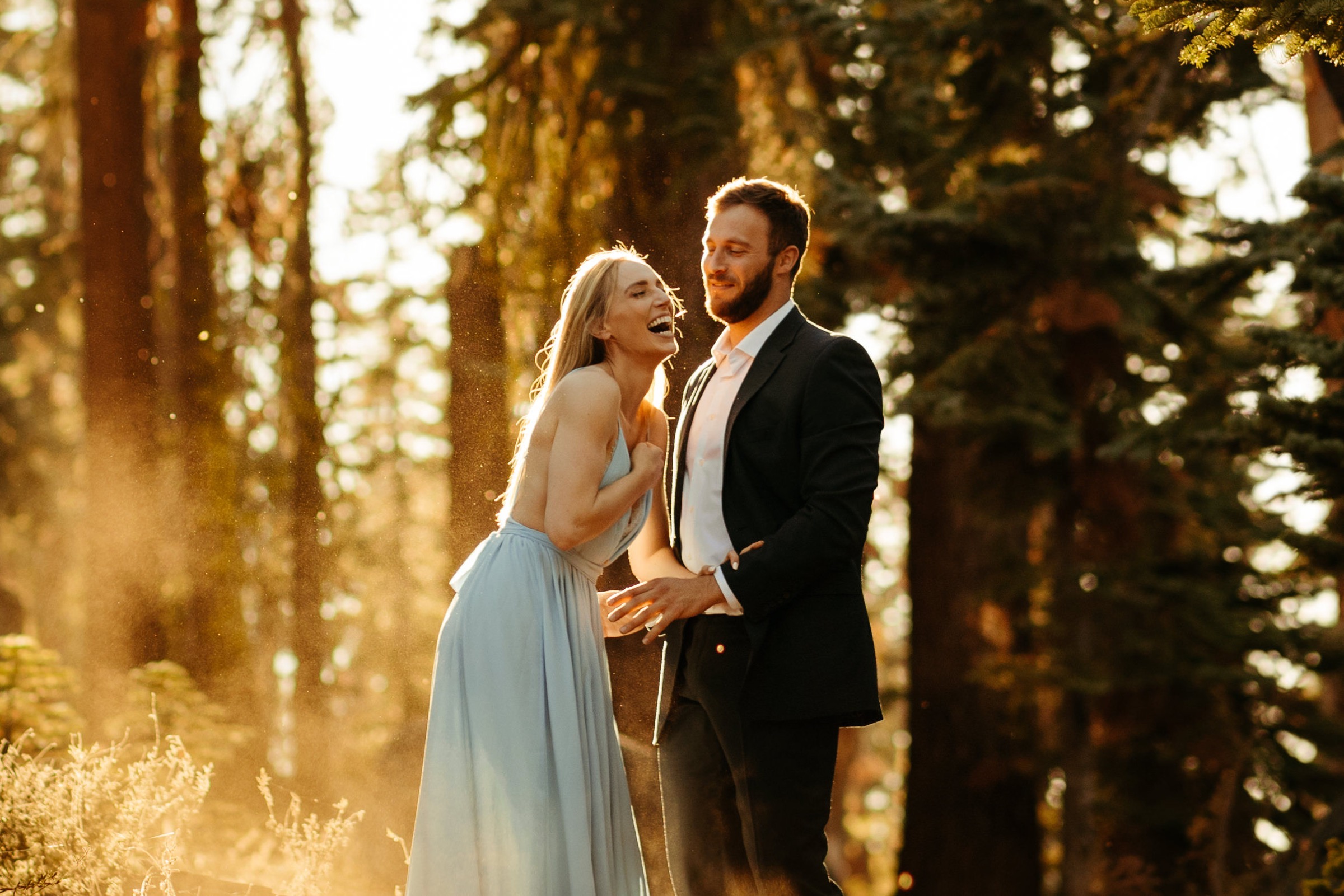 fun couple in yosemite for candid natural engagement session