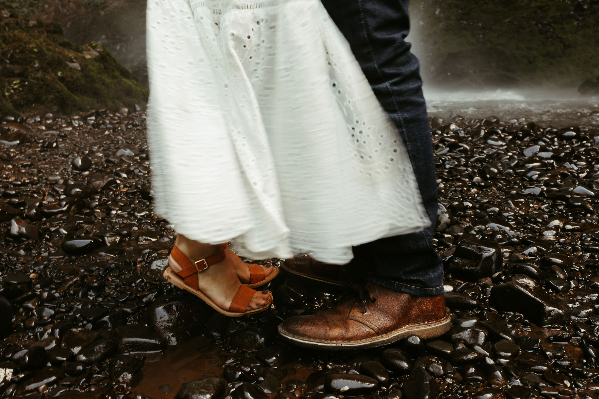 waterfall adventurous engagement session