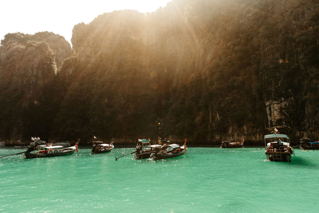 boats at phi phi islands phuket thailand